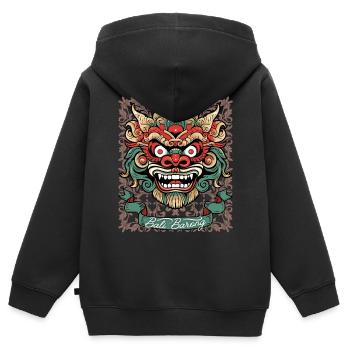 Asien Maske, Indonesische Barong Gottheit, Bali - Kinder Premium Organic Zip Hoodie - Schwarz - Hinten - AI Model Kid Male (0cm)
