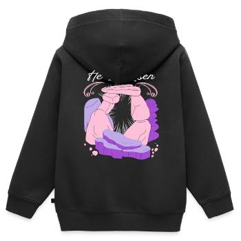 Jésus-Christ Résurrection Pâques Dire - Sweat Premium à capuche zippé enfant bio - noir - Dos - AI Model Kid Male (0cm)