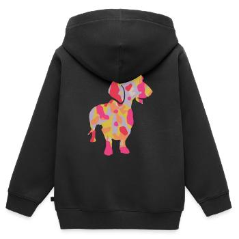 Teckel Chien Teckel Propriétaire Maîtresse Teckel - Sweat Premium à capuche zippé enfant bio - noir - Dos - AI Model Kid Male (0cm)