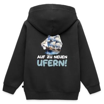 Auf zu neuen Ufern Segeln Segelschiff - Kinder Premium Organic Zip Hoodie - Schwarz - Hinten - AI Model Kid Male (0cm)