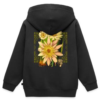 Jugendstil Seerose Vintage Lotusblüte Illustration - Kinder Premium Organic Zip Hoodie - Schwarz - Hinten - AI Model Kid Male (0cm)