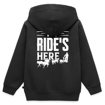 Mushing Dog Sledding Musher - Kids Premium Organic Zip-up Hoodie - black - Back - AI Model Kid Male (0cm)