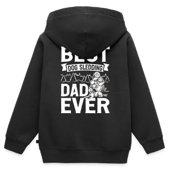 Mushing Dog Sledding Musher - Kids Premium Organic Zip-up Hoodie - black - Back - AI Model Kid Male (0cm)