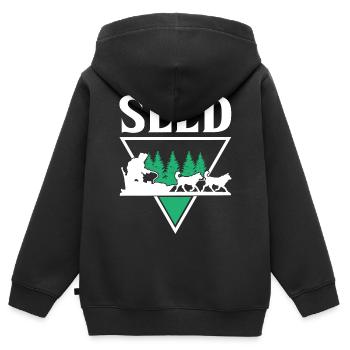 Mushing Dog Sledding Musher - Kids Premium Organic Zip-up Hoodie - black - Back - AI Model Kid Male (0cm)