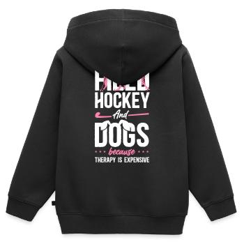 Field Hockey Dog Field Hockey And - Kids Premium Organic Zip-up Hoodie - black - Back - AI Model Kid Male (0cm)