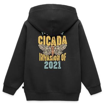 Cicadas I Survived The Cicada Invasion Homoptera - Kinder Premium Organic Zip Hoodie - Schwarz - Hinten - AI Model Kid Male (0cm)