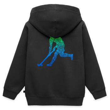 Joueurs de hockey Hockey sur gazon Enfants Hockey Garçons - Sweat Premium à capuche zippé enfant bio - noir - Dos - AI Model Kid Male (0cm)