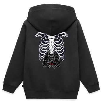 Mothman Skelett Kryptide Kryptozoologie - Kinder Premium Organic Zip Hoodie - Schwarz - Hinten - AI Model Kid Male (0cm)