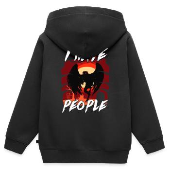 Mothman Kryptide Kryptozoologie - Kinder Premium Organic Zip Hoodie - Schwarz - Hinten - AI Model Kid Male (0cm)