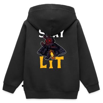 Mothman Kryptide Kryptozoologie - Kinder Premium Organic Zip Hoodie - Schwarz - Hinten - AI Model Kid Male (0cm)