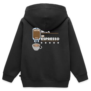Espresso Milk Espresso Shot Injection Grain de café - Sweat Premium à capuche zippé enfant bio - noir - Dos - AI Model Kid Male (0cm)