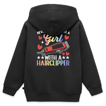 Friseurin Friseurin - Kinder Premium Organic Zip Hoodie - Schwarz - Hinten - AI Model Kid Male (0cm)