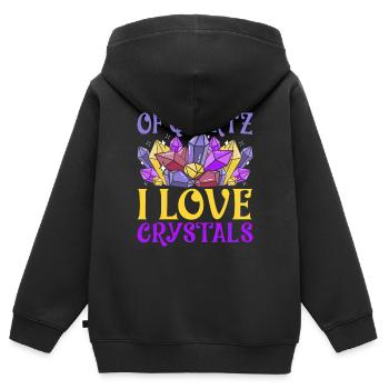 Cristaux de guérison de Quartz que j’aime cristaux - Sweat Premium à capuche zippé enfant bio - noir - Dos - AI Model Kid Male (0cm)