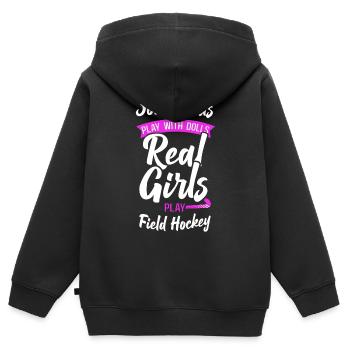 Field Hockey Some Girls Play With - Kids Premium Organic Zip-up Hoodie - black - Back - AI Model Kid Male (0cm)