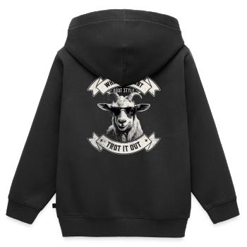 Im Zweifelsfall Traben Sie Es Aus - Wanderdesign - Kinder Premium Organic Zip Hoodie - Schwarz - Hinten - AI Model Kid Male (0cm)