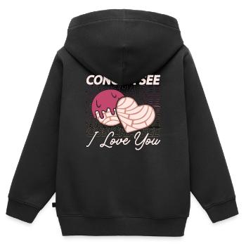 Concha See I Love You Conchas mexicaines de pain sucré - Sweat Premium à capuche zippé enfant bio - noir - Dos - AI Model Kid Male (0cm)