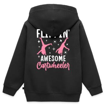 Gymnastique à roue de charrette - Sweat Premium à capuche zippé enfant bio - noir - Dos - AI Model Kid Male (0cm)