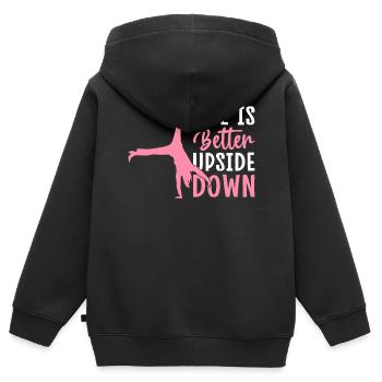 Gymnastique de la roue de charrette Cheerleading - Sweat Premium à capuche zippé enfant bio - noir - Dos - AI Model Kid Male (0cm)