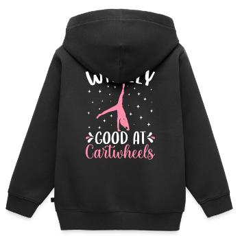 Gymnastique de la roue de charrette Cheerleading - Sweat Premium à capuche zippé enfant bio - noir - Dos - AI Model Kid Male (0cm)