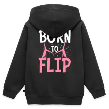 Gymnastique de la roue de charrette Cheerleading - Sweat Premium à capuche zippé enfant bio - noir - Dos - AI Model Kid Male (0cm)