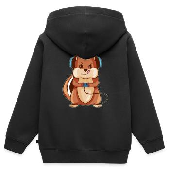 Zocker Eichhörnchen Lustiges Video Gaming - Kinder Premium Organic Zip Hoodie - Schwarz - Hinten - AI Model Kid Male (0cm)