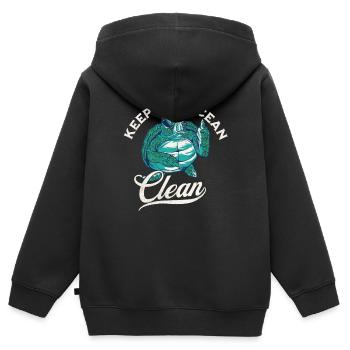 Keep the Ocean Clean Design - Kinder Premium Organic Zip Hoodie - Schwarz - Hinten - AI Model Kid Male (0cm)