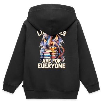 Bibliotheken Sind Für Alle Da Bibliothekar - Kinder Premium Organic Zip Hoodie - Schwarz - Hinten - AI Model Kid Male (0cm)