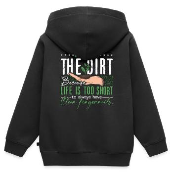Botanique jouer dans la saleté parce que la plantation botanique - Sweat Premium à capuche zippé enfant bio - noir - Dos - AI Model Kid Male (0cm)
