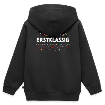 Erstklassig Schulkind Einschulung Erstklässler - Kinder Premium Organic Zip Hoodie - Schwarz - Hinten - AI Model Kid Male (0cm)