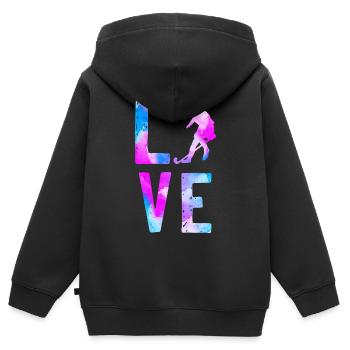 Field Hockey Watercolor Love - Kinder Premium Organic Zip Hoodie - Schwarz - Hinten - AI Model Kid Male (0cm)