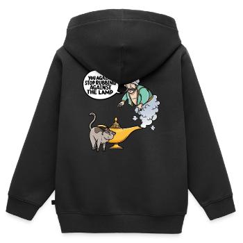 Ils cessent à nouveau de frotter contre la lampe - Sweat Premium à capuche zippé enfant bio - noir - Dos - AI Model Kid Male (0cm)