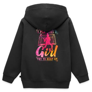 Field Hockey Watercolor I Know I - Kinder Premium Organic Zip Hoodie - Schwarz - Hinten - AI Model Kid Male (0cm)