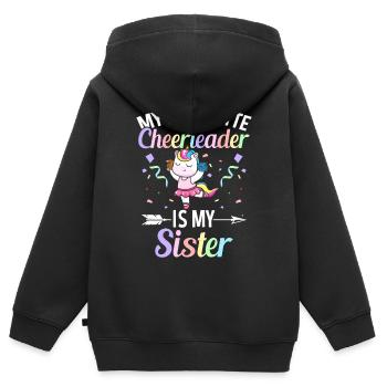 Cheerleading Cheer - Kinder Premium Organic Zip Hoodie - Schwarz - Hinten - AI Model Kid Male (0cm)