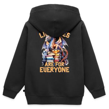 Bibliotheken Sind Für Alle Da Bibliothekar - Kinder Premium Organic Zip Hoodie - Schwarz - Hinten - AI Model Kid Male (0cm)
