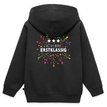 Erstklassig Erstklässler Schulanfänger Einschulung - Kinder Premium Organic Zip Hoodie - Schwarz - Hinten - AI Model Kid Male (0cm)