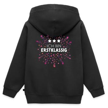 Erstklassig Erstklässler Schulanfänger Schülerin - Kinder Premium Organic Zip Hoodie - Schwarz - Hinten - AI Model Kid Male (0cm)