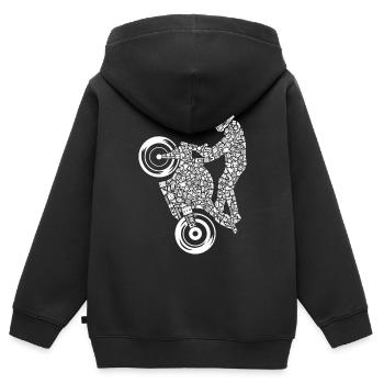 Moto de course Moto Moto Rider Machine de course pour hommes - Sweat Premium à capuche zippé enfant bio - noir - Dos - AI Model Kid Male (0cm)