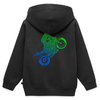 Rennmaschine Motorrad Fahrer Jungen Rennmotorrad - Kinder Premium Organic Zip Hoodie - Schwarz - Hinten - AI Model Kid Male (0cm)