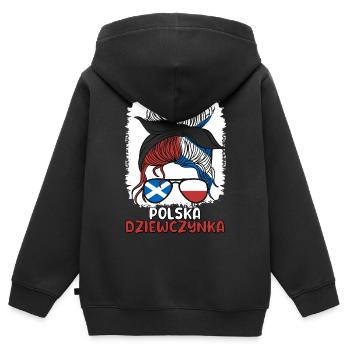 Polska dziewczyna Polish Girl Pologne Ecosse - Sweat Premium à capuche zippé enfant bio - noir - Dos - AI Model Kid Male (0cm)