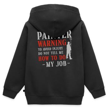 Peintre en bâtiment Peintre décorateur Peintre - Sweat Premium à capuche zippé enfant bio - noir - Dos - AI Model Kid Male (0cm)