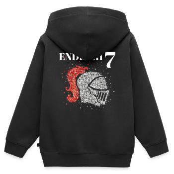 Endlich 7 sieben Ritter Ritterhelm Kostümersatz - Kinder Premium Organic Zip Hoodie - Schwarz - Hinten - AI Model Kid Male (0cm)