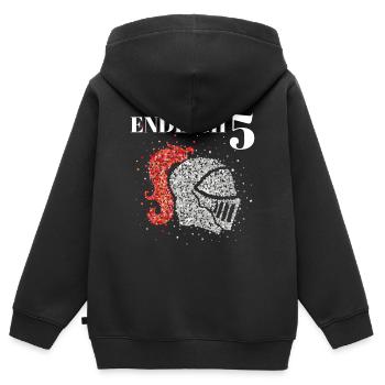 Endlich 5 fünf Ritter Ritterhelm Kostümersatz - Kinder Premium Organic Zip Hoodie - Schwarz - Hinten - AI Model Kid Male (0cm)