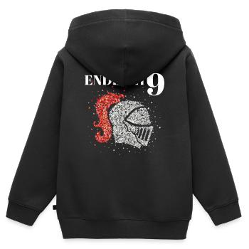 Endlich 9 neun Ritter Ritterhelm Kostümersatz - Kinder Premium Organic Zip Hoodie - Schwarz - Hinten - AI Model Kid Male (0cm)