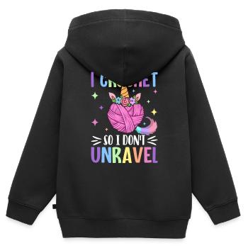 Crochet Crochet Tricot - Sweat Premium à capuche zippé enfant bio - noir - Dos - AI Model Kid Male (0cm)