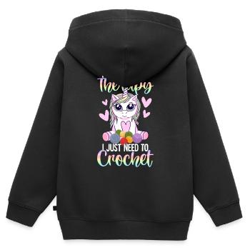 Crochet Crochet Tricot - Sweat Premium à capuche zippé enfant bio - noir - Dos - AI Model Kid Male (0cm)