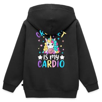 Crochet Crochet Tricot - Sweat Premium à capuche zippé enfant bio - noir - Dos - AI Model Kid Male (0cm)