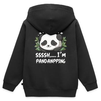 Entspannung mit Pandapower - Kinder Premium Organic Zip Hoodie - Schwarz - Hinten - AI Model Kid Male (0cm)