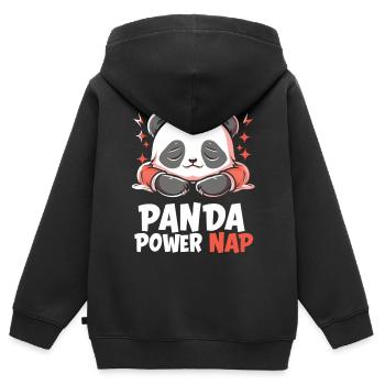 Panda Power Nap - Kinder Premium Organic Zip Hoodie - Schwarz - Hinten - AI Model Kid Male (0cm)