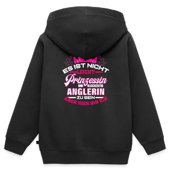 Anglerin Geschenk für Angelurlaub Frau Angel - Kinder Premium Organic Zip Hoodie - Schwarz - Hinten - AI Model Kid Male (0cm)