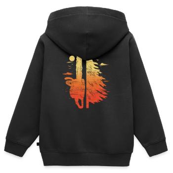 Cadeau de bûcheron pour bûcheron tronçonneuse - Sweat Premium à capuche zippé enfant bio - noir - Dos - AI Model Kid Male (0cm)